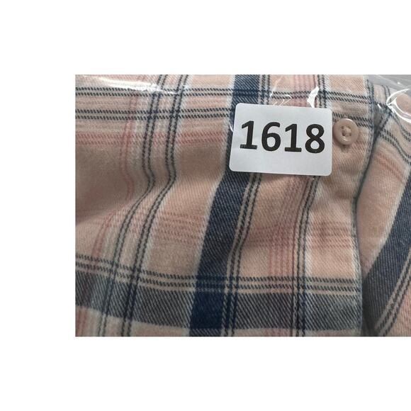 Falls Creek Womens Medium Button Front Plaid Shirt Pink Gray - Picture 6 of 6